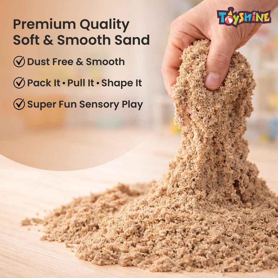 Toyshine 1 Kg Creative Sand For Kids With Free 8 pcs Castle Molds 1 Bonus Mold | Natural Color