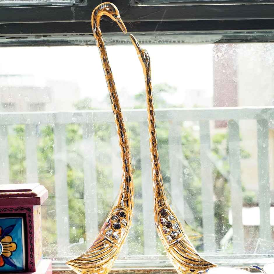 Casacraft by Pepperfry Figurines | Golden Swan | Set of 2