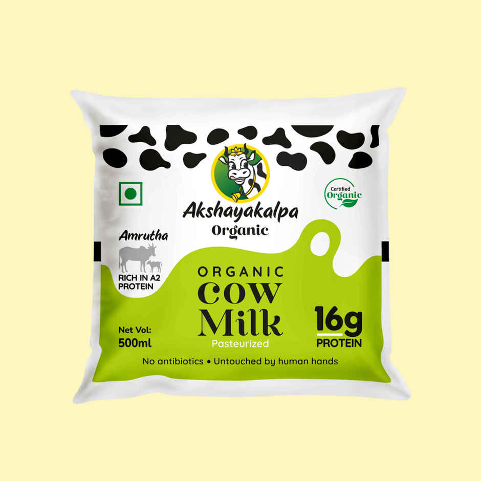 Akshayakalpa Amrutha A2 Pasteurized Organic Fresh Milk | Pouch