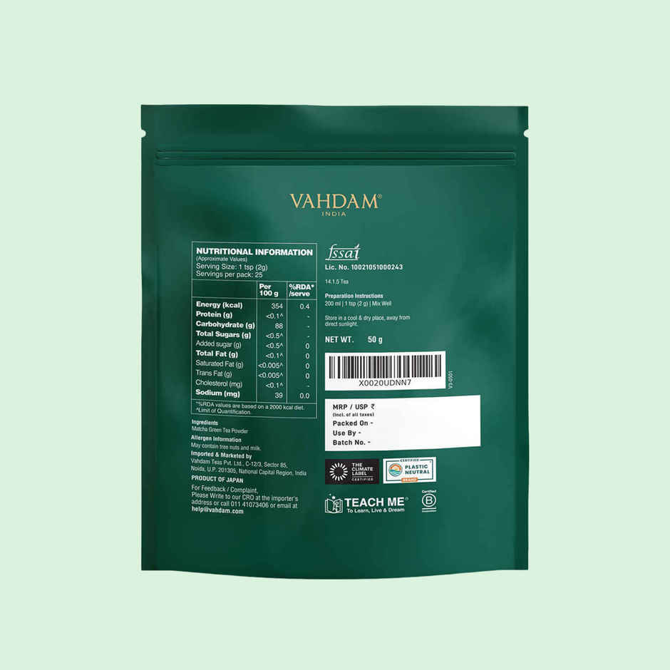 Vahdam Japanese Matcha Green Tea