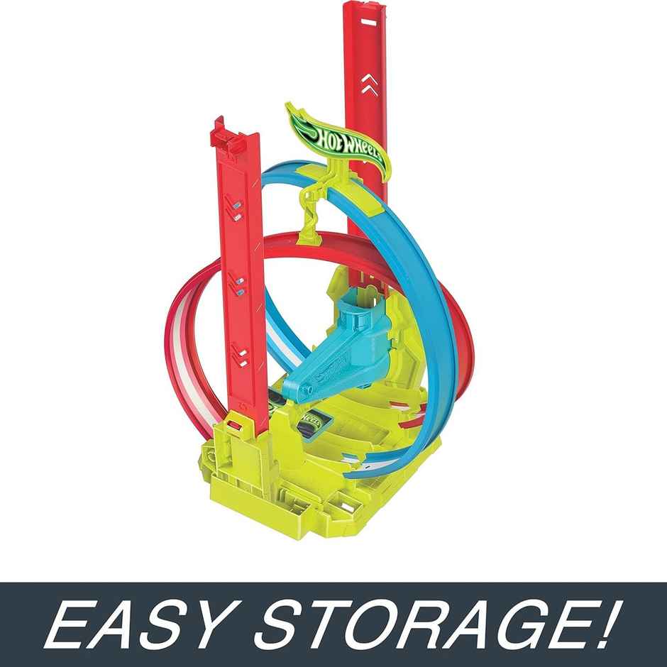 Mattel Hot Wheels Neon Speeders Track Set, Laser Stunt Slamway with 1 Mattel Hot Wheels Car