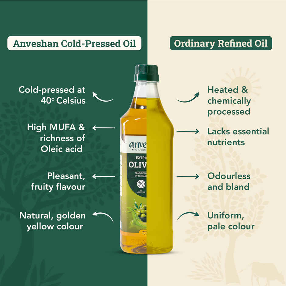Anveshan Extra Virgin Olive Oil | Pet Bottle | Cold Pressed Extraction