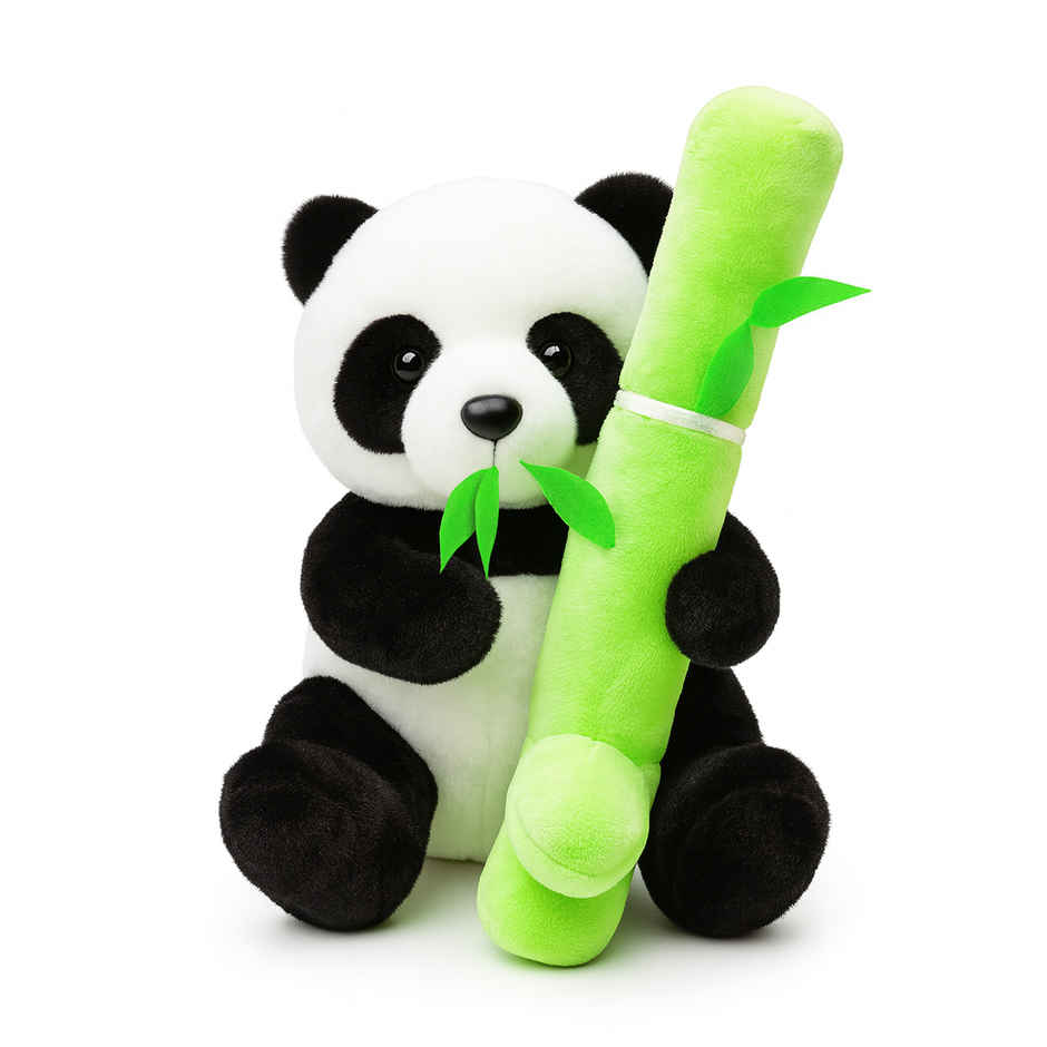 Spanker Panda Soft Toy Cute Plush with Green Bamboo for Kids - 30 cm