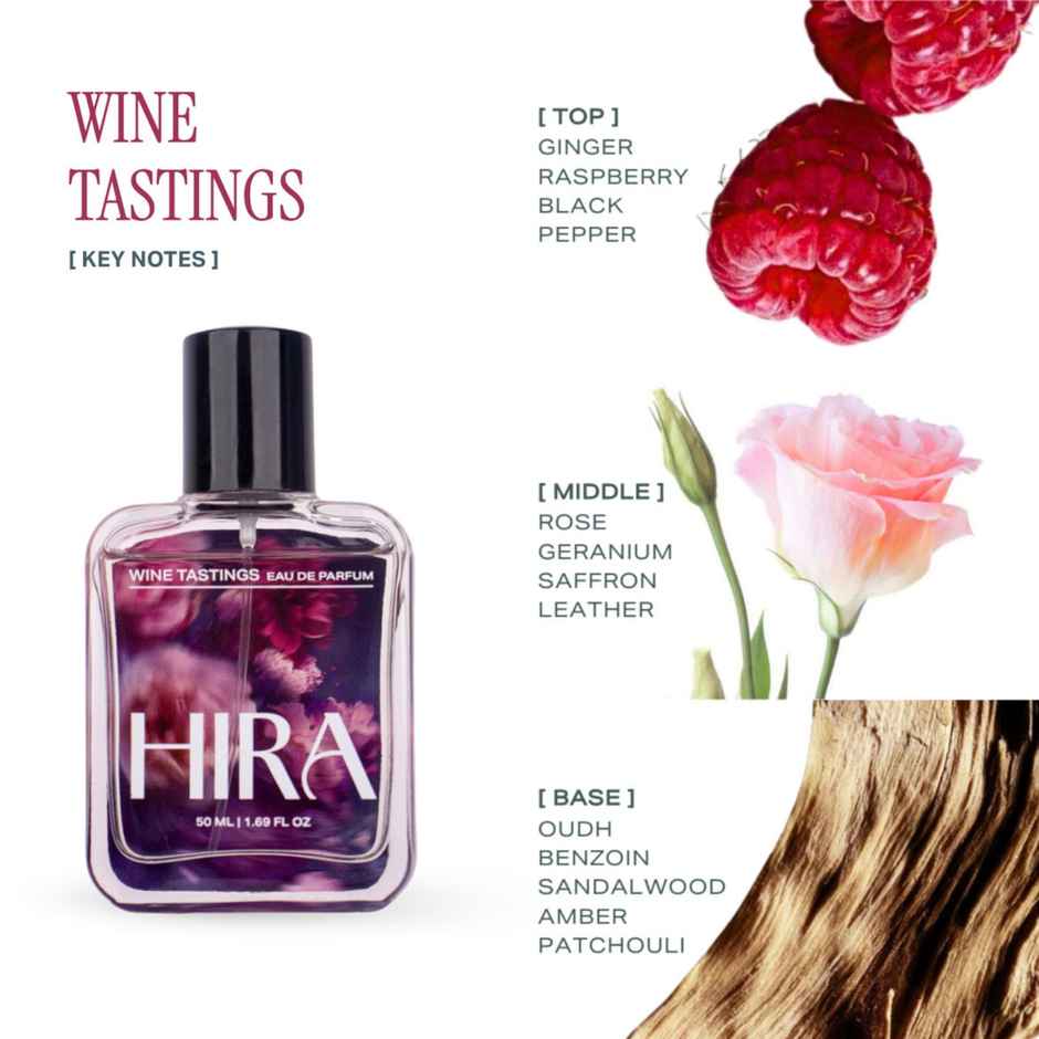 Hira Women's Wine Tastings Eau De Parfum | Rose & Oudh | Long Lasting Fragrance | Gift for Her