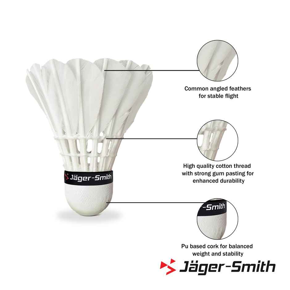 Jager-Smith Tern Pack Of 12 Feather Shuttlecock For Outdoor Badminton Sports