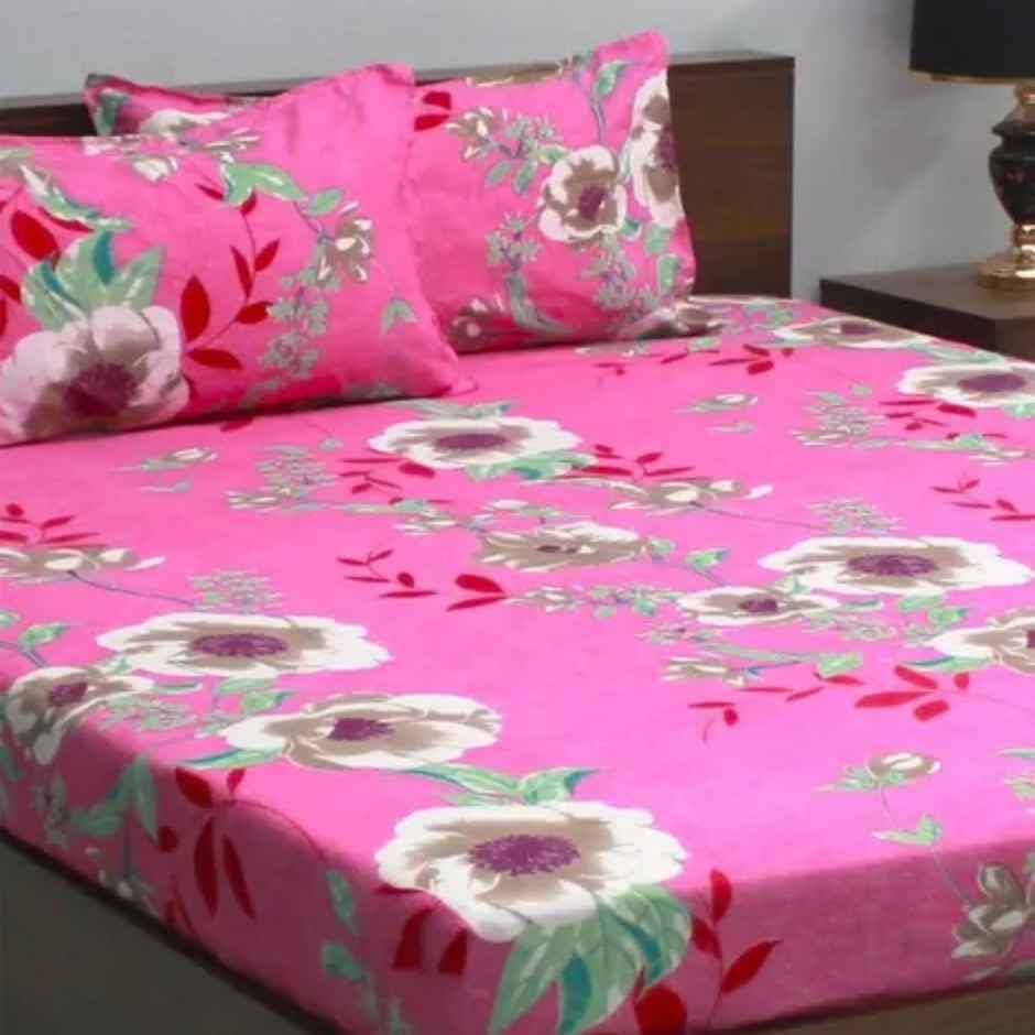 Bombay Dyeing Vista 144 Tc Queen Size Bedsheet With 2 Pillow Covers - Pink (1pc) & Igp Interflora Tuberose Luxury Reed Diffuser (1pc) Combo