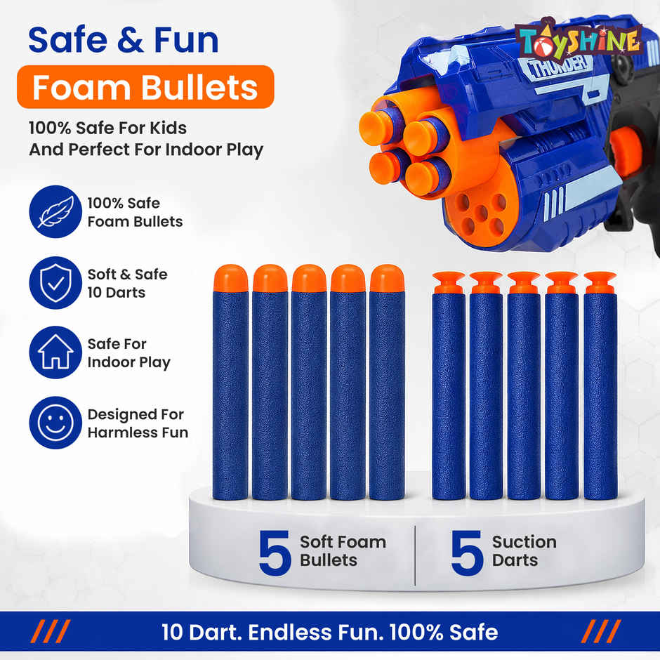Toyshine Long-Range Foam Blaster Gun Toy with 10 Bullets | Safe & Multicolor Fun | Toy Gun