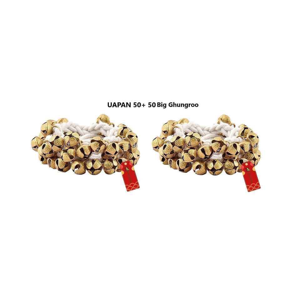 Uapan Brass Ghungroo Big White String Pair 50+50