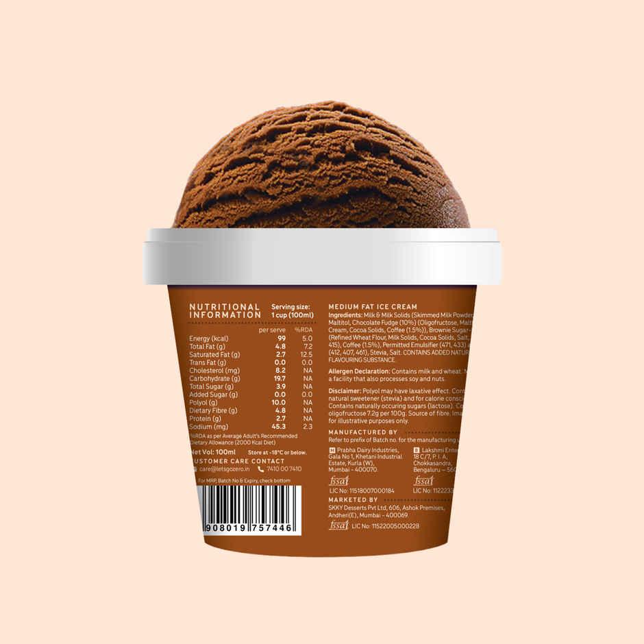 Go Zero Mocha Fudge Brownie Guilt Free Ice Cream Cup