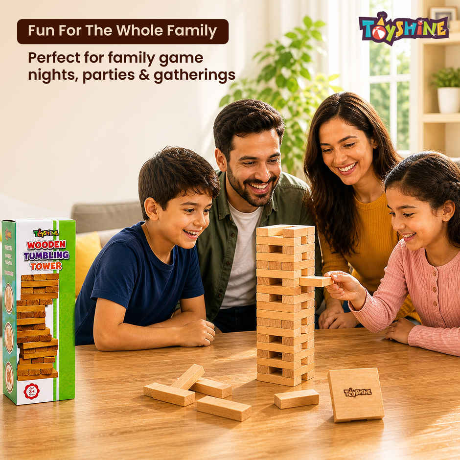 Toyshine Wooden 54 Wooden Building Block Tumbling Tower Party Game