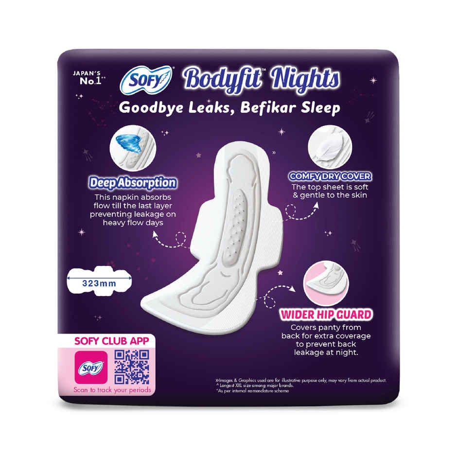 Sofy Women Bodyfit Night Longest Sanitary Pads | 2XL - 15 pcs
