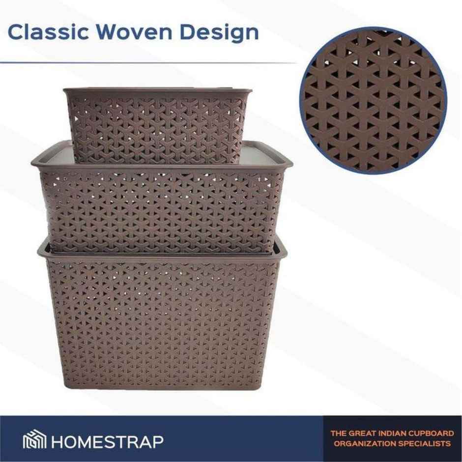 HomeStrap Plastic Multi-Functional Storage Basket | Brown