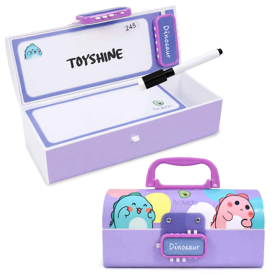 Toyshine Code Lock Pencil Box Multi Compartment Secret Storage | Dino