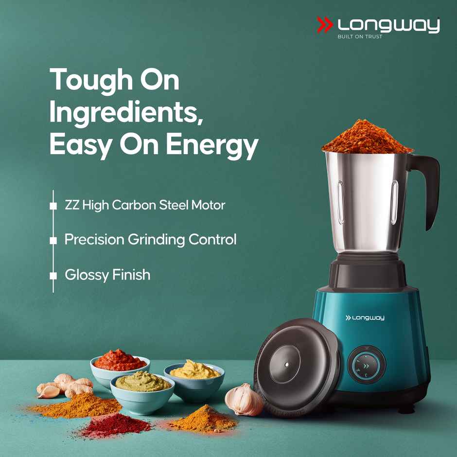 Longway Roto Max Up to 750W Max Output Juicer Mixer Grinder | 4 Jars | Teal & Black