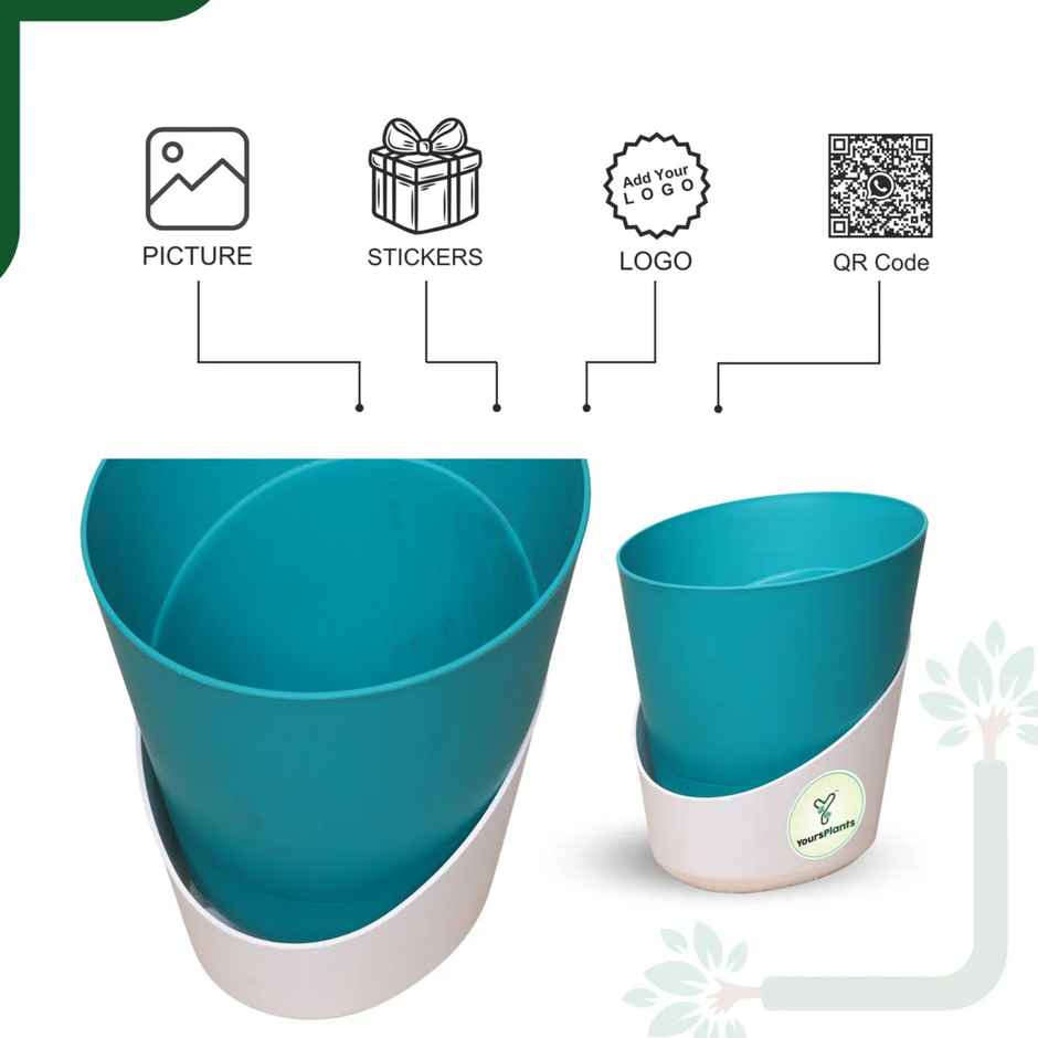 Yoursplants Atlantis - 4 Inch Teal Pot | Pack Of 2