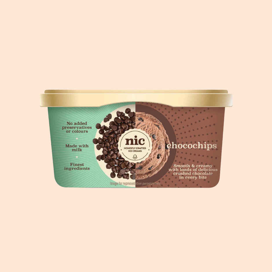 NIC Chocochips Ice Cream Tub | Preservative Free | No Artificial Flavors