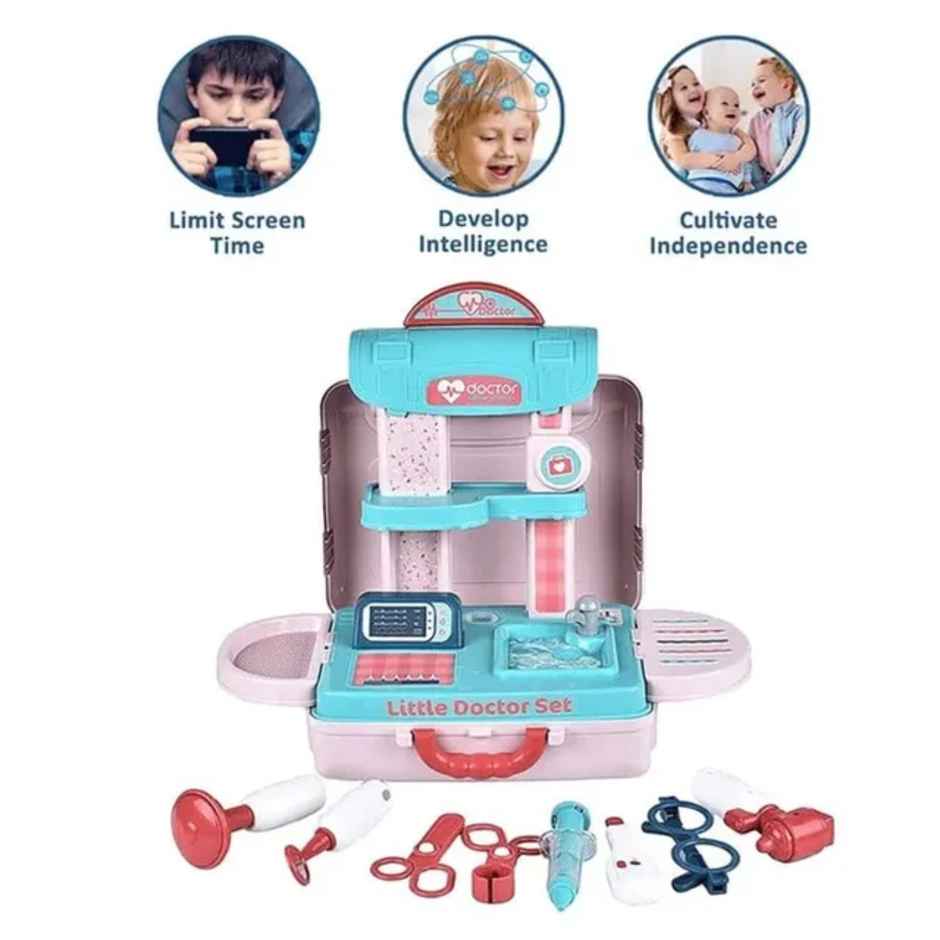 Fablue Portable Doctor Play Set Toy for Kids -Convertible Suitcase Doctor Set For Boys and Girls With Accessories
