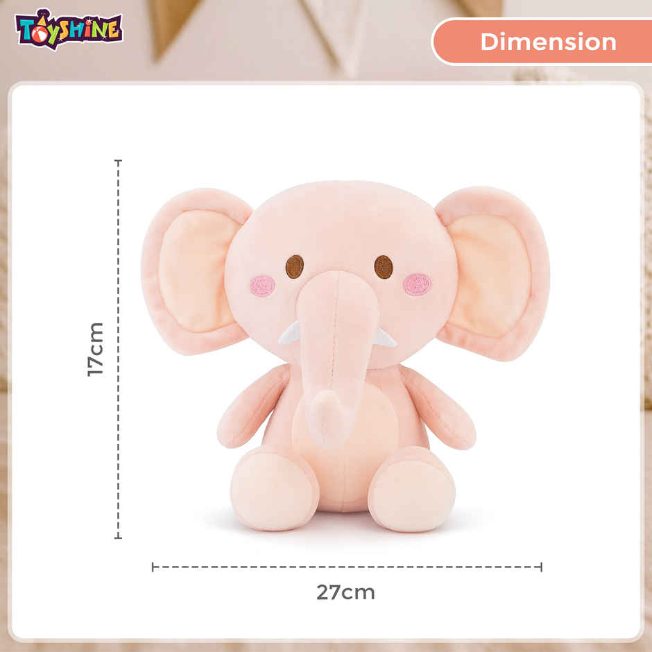 Spanker Elephant Soft Toy Cute Mini Plush with Blush Cheeks | Pink - 17 cm