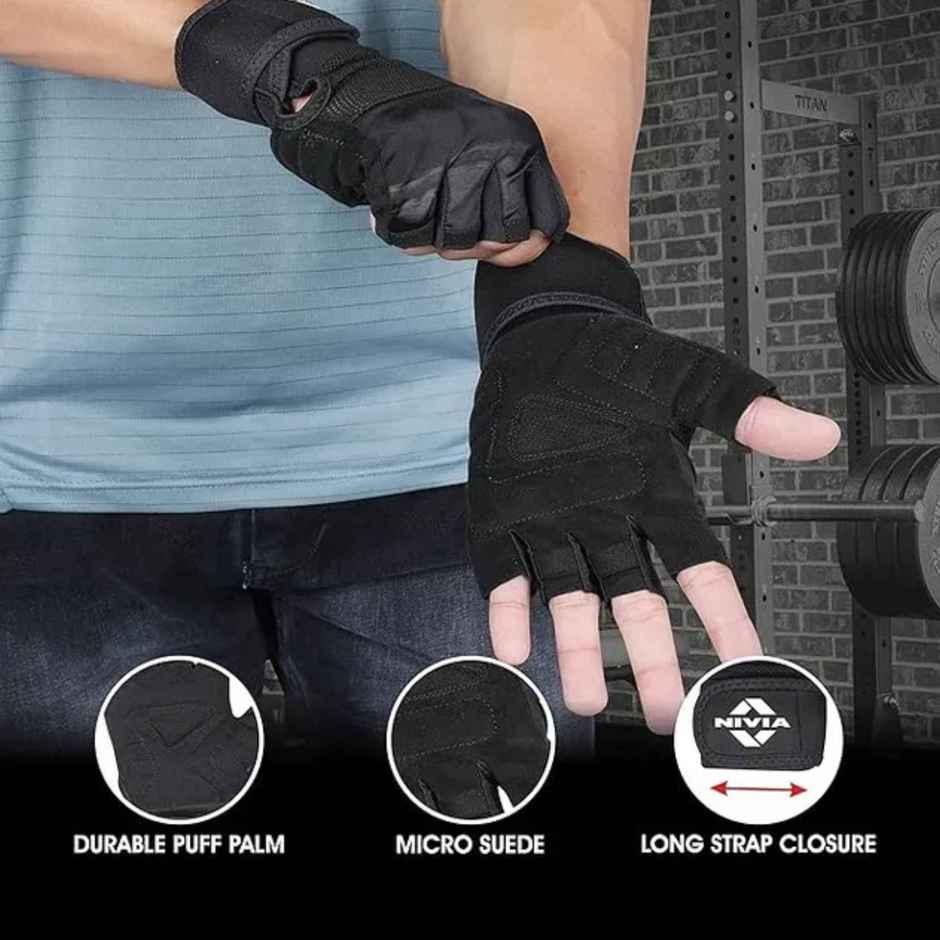 Nivia Enduro Cross Gym Training Gloves | Large | Black