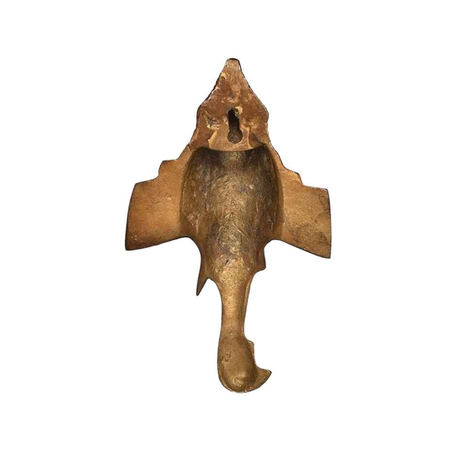 Ganesh With Trunk in Gold Polish Wall Hanging for Main Door | Devnidhi