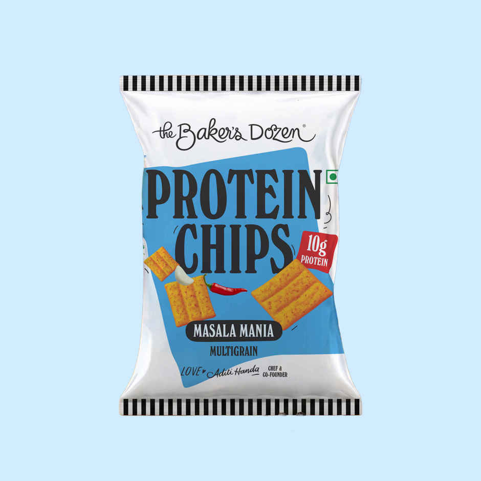 The Baker's Dozen Protein Chips Masala Mania Multigrain |10g Protein | Baked | Healthy Snacks