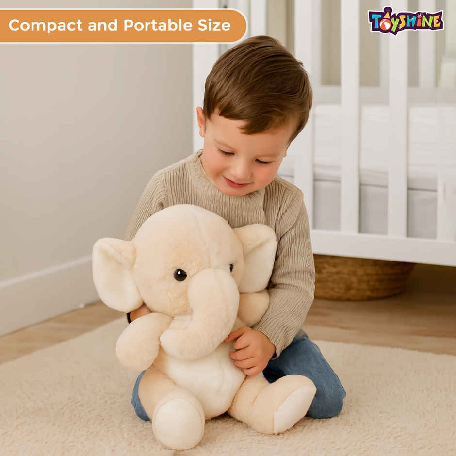 Spanker Elephant Soft Toy Cute Plush for Nursery | Cream - 27 cm