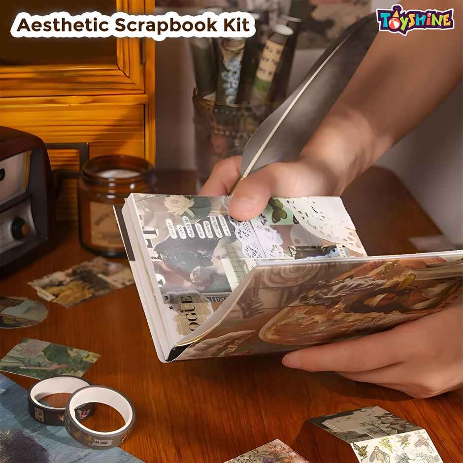 Toyshine Scrapbooking Kit with 125 Pieces-Stickers-Washi Tapes and Crafts | Gift For Teens and Kids