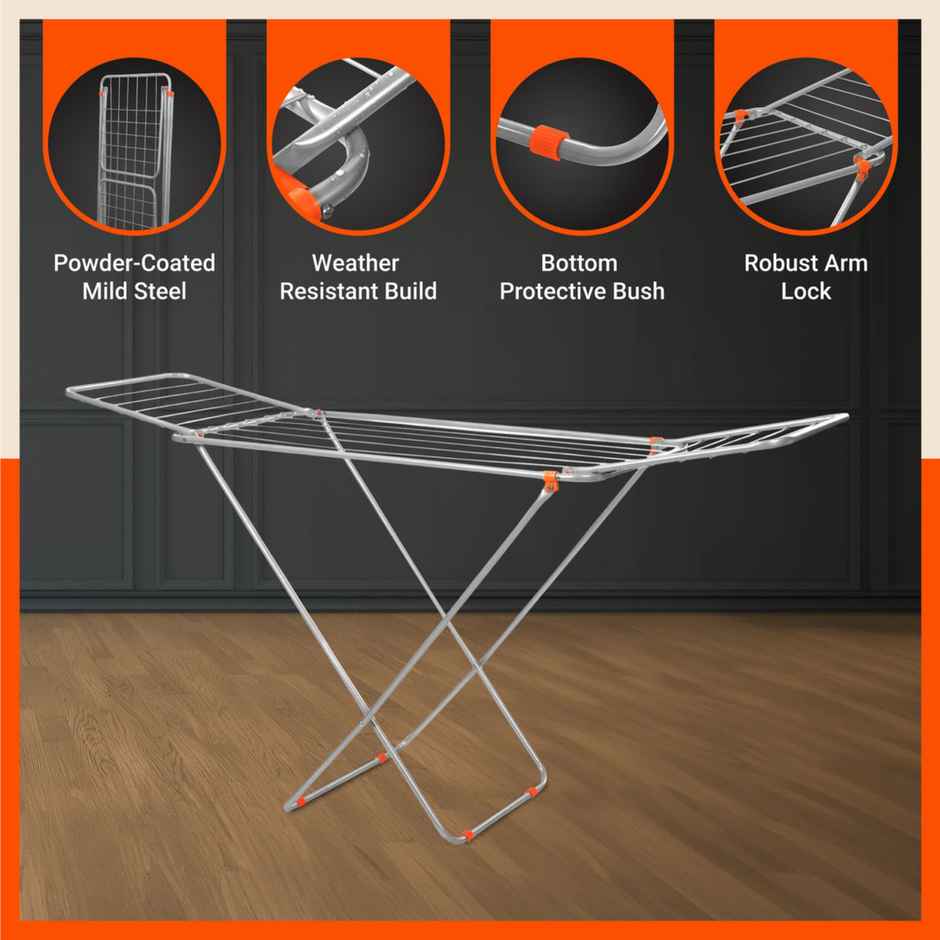 Bathla Foldable Clothes Drying Stand - AERO | Steel | Heavy Duty, Lightweight