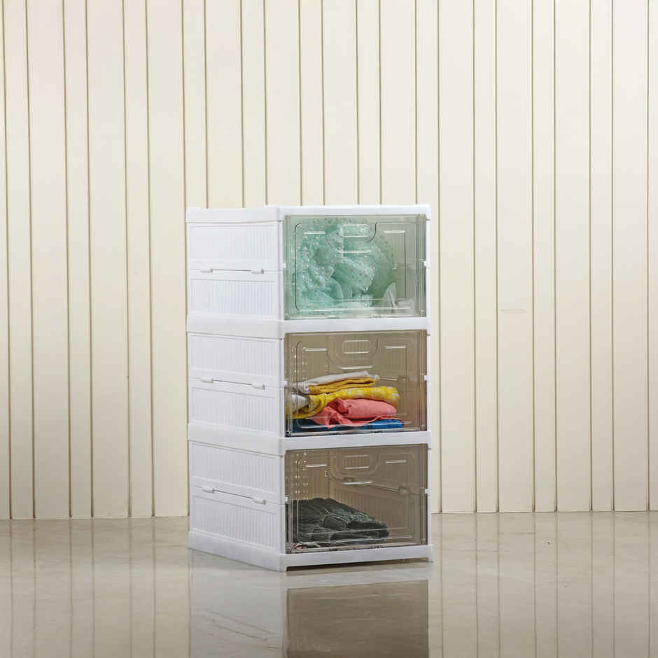 Ambition Foldable Kitchen Organizer Storage Box - Collapsible Kitchen Rack | Clear-door Step-4 - Assorted