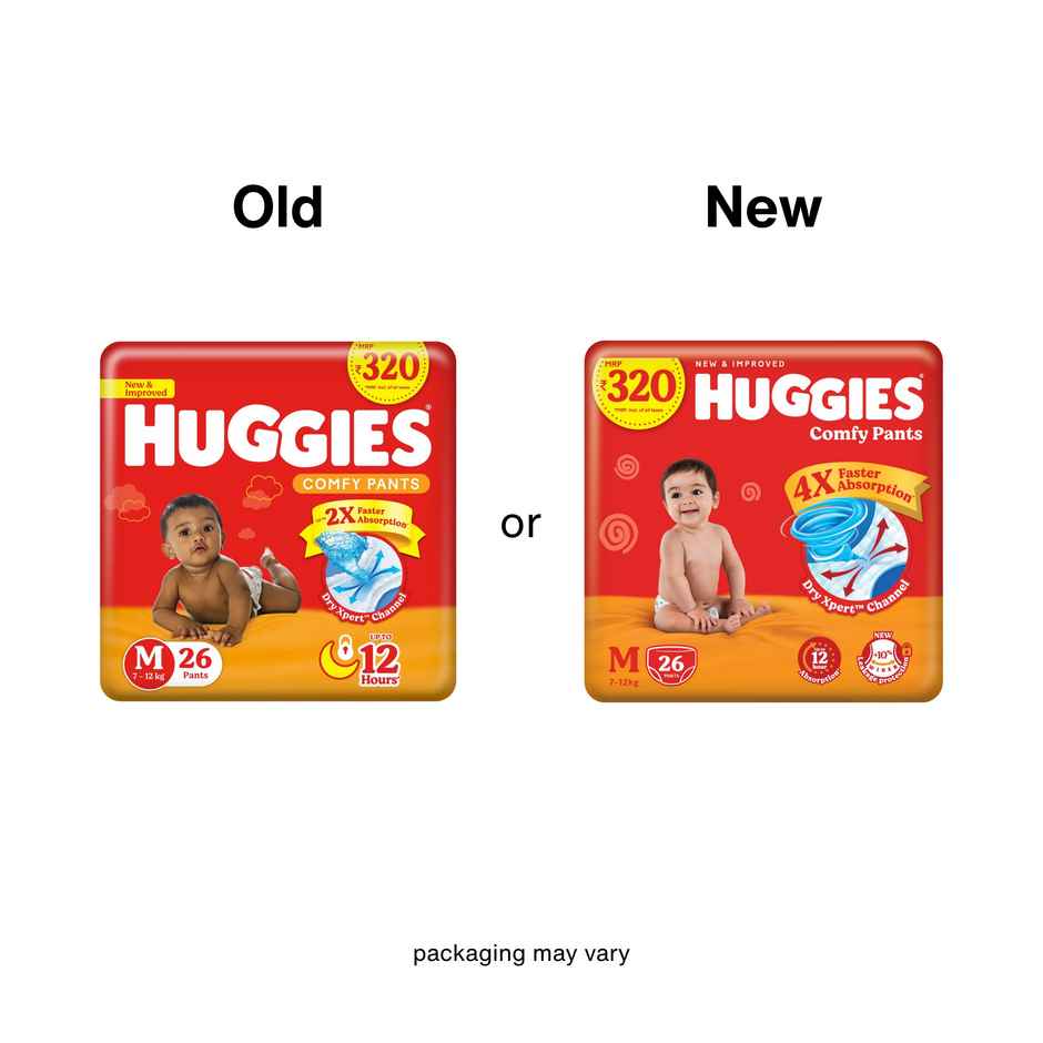 Huggies Comfy Baby Diapers | Pant Style | M | 26 pcs