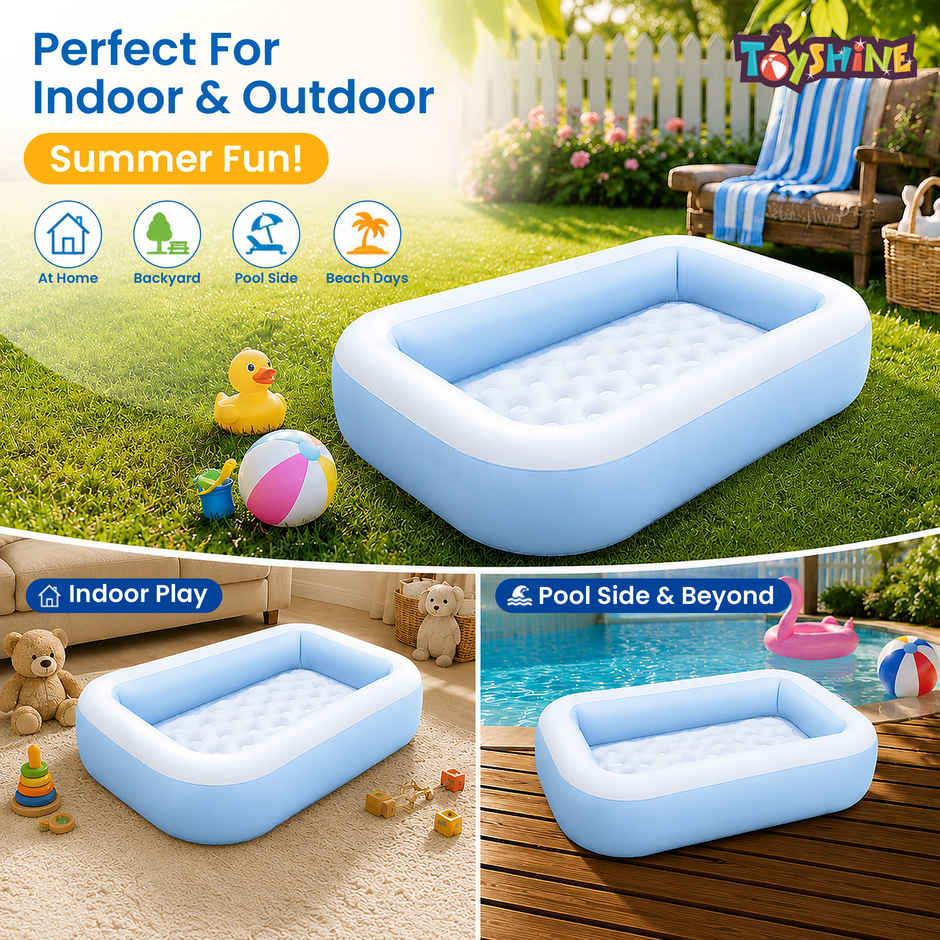 Toyshine Intex Big Rectangular Kids Pool | Blue (Ages 2-5)