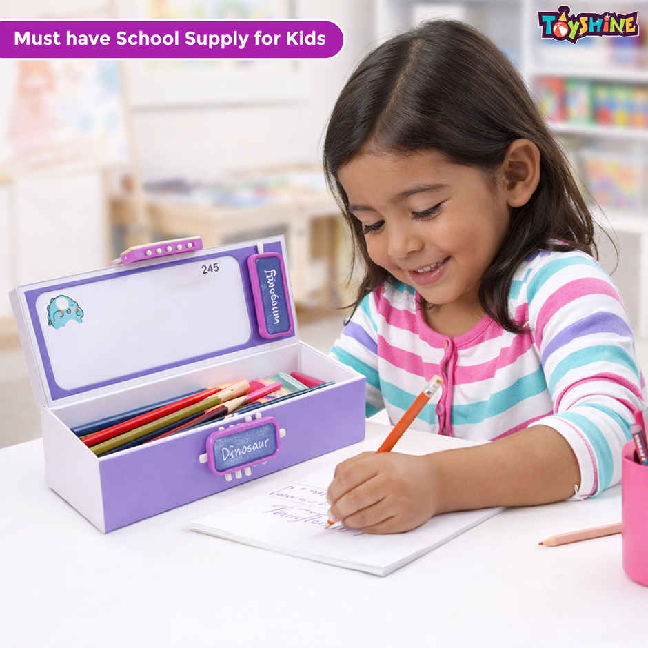 Toyshine Code Lock Pencil Box Multi Compartment Secret Storage | Dino