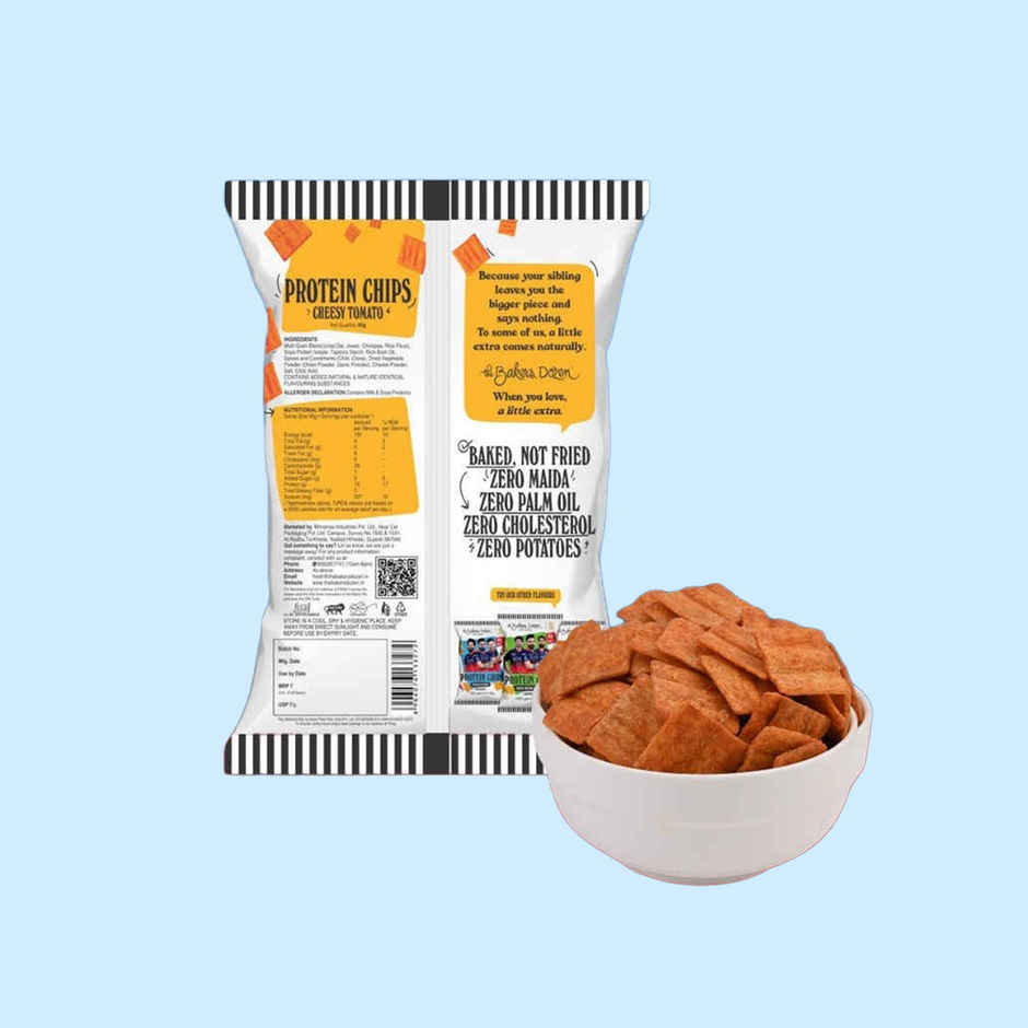 The Baker's Dozen Protein Chips Cheesy Tomato Multigrain | 10g Protein | Baked | Healthy Snacks