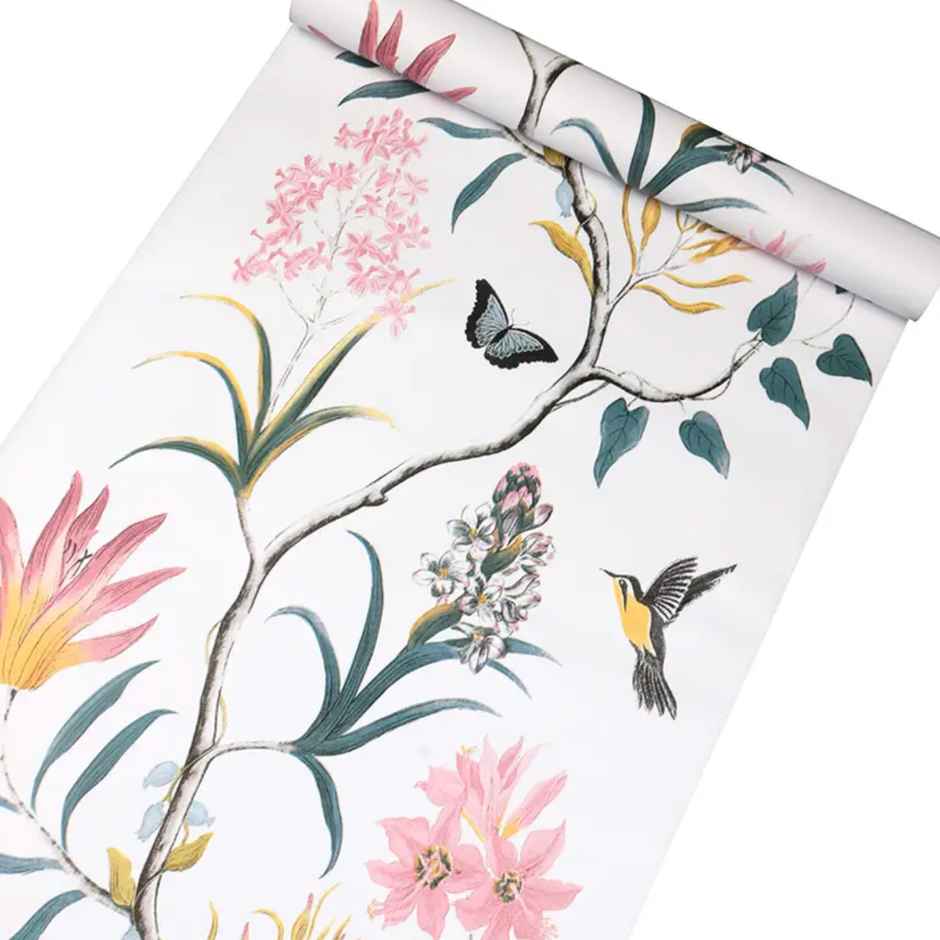 Wollzo Flowers And Leaves Self Adhesive Wallpaper