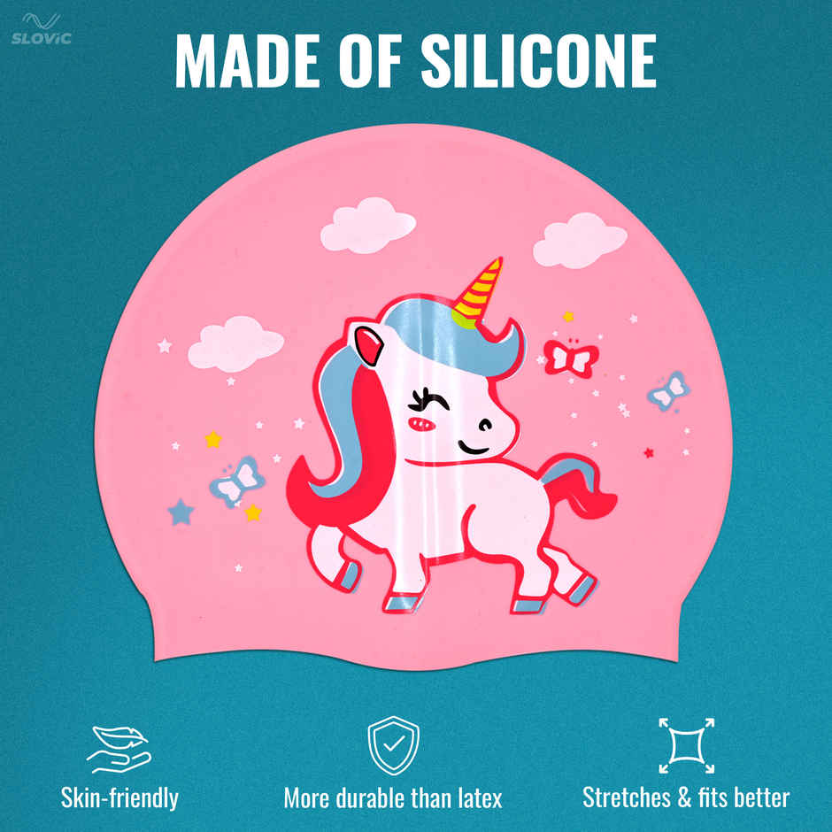 Slovic Kids Silicone Swimming Cap | Leak-Proof, Secure Fit & Durable