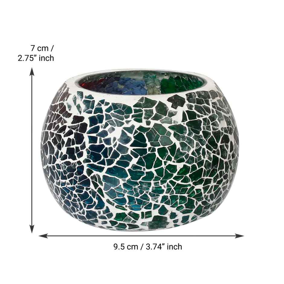 eCraftIndia Mosaic Glass Decorative Tea Light Holder/Diya
