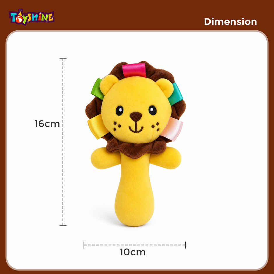 Toyshine Lion qoft Baby Rattle Plush Stuffed Animal Hand Rattle for Toddlers Girls Boys