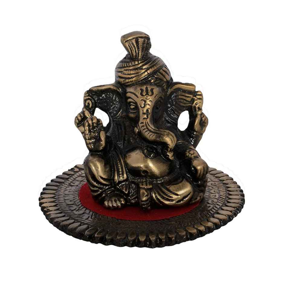 eCraftIndia Metal Phagdi Lord Ganesha on Round Base
