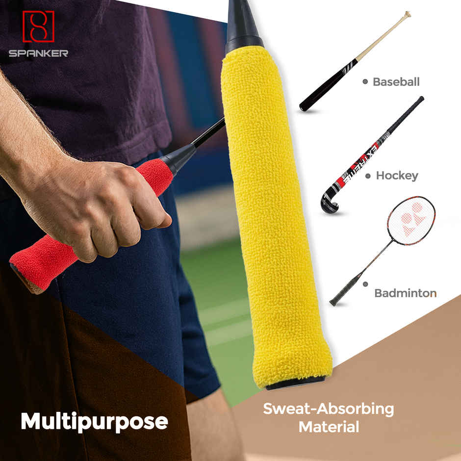 Spanker Sports Towel Racket Overgrip, Soft Anti-Slip Sweat-Absorbing Grip for Badminton & Tennis