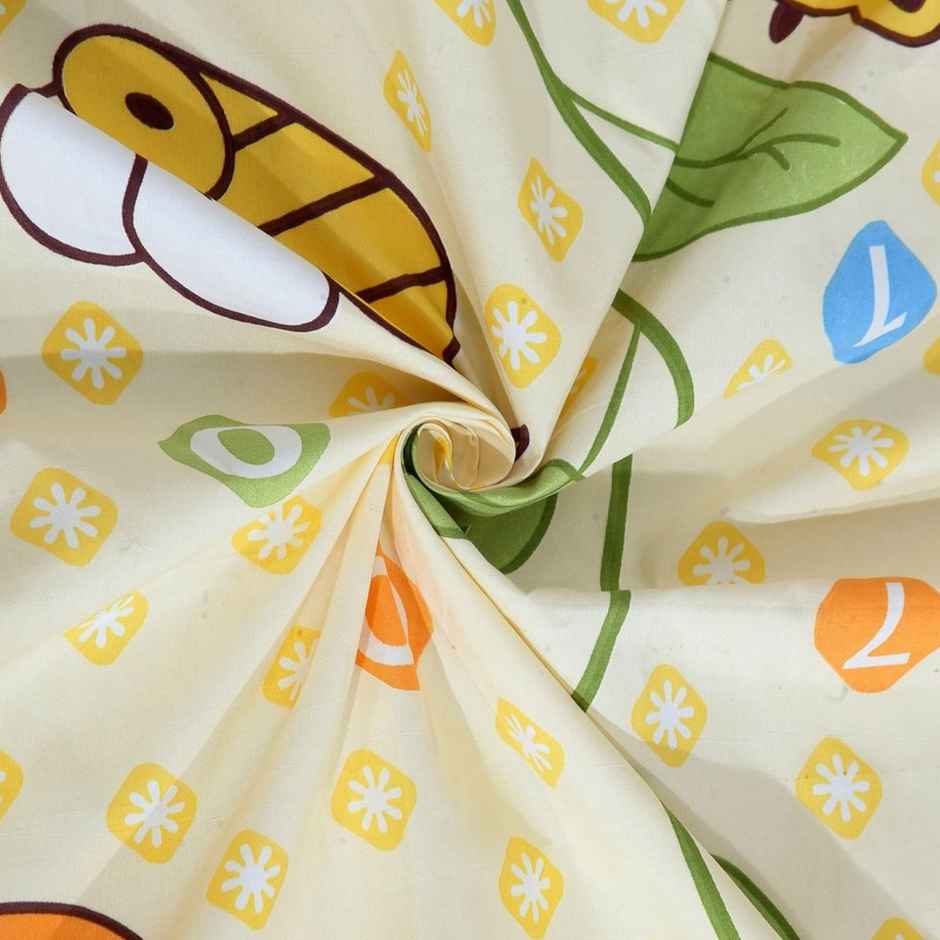 Arrabi Multi Kid's Cartoon Bedsheet With 1 Pillow