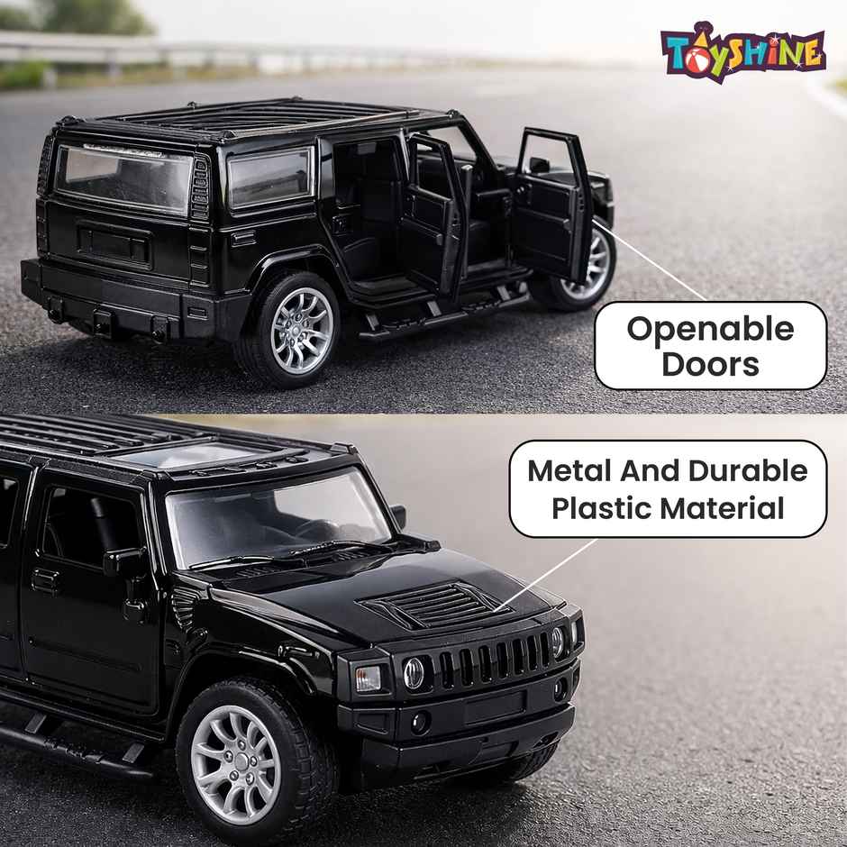 Toyshine 1:32 Scale Die Cast Racing H2 Model Vehicle Toy Car With Pull Back Function, Black