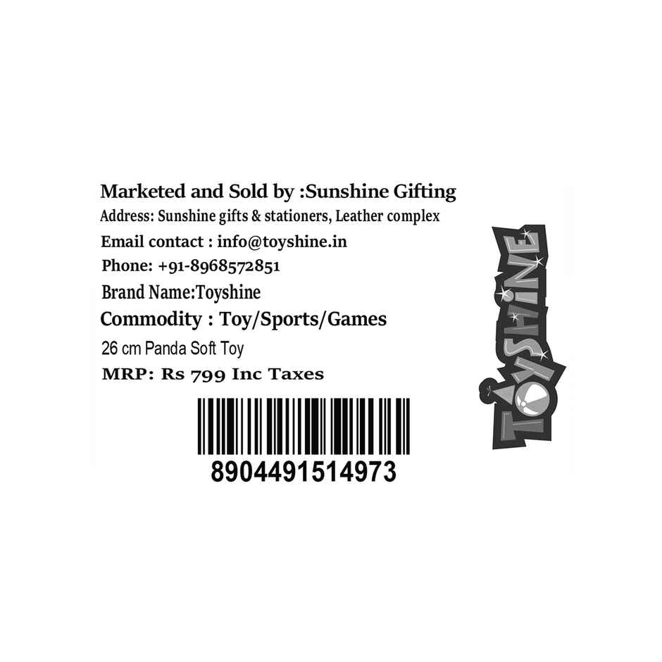 Spanker Panda Soft Toy Black & White Plush with Green Eyes - 26 cm