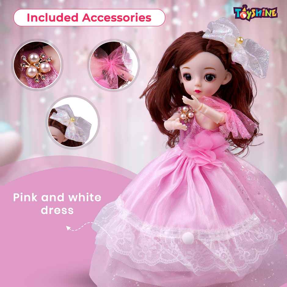 Toyshine 9 Inch Alia Doll In Wedding Dress | Pretend Play Toy | Pink