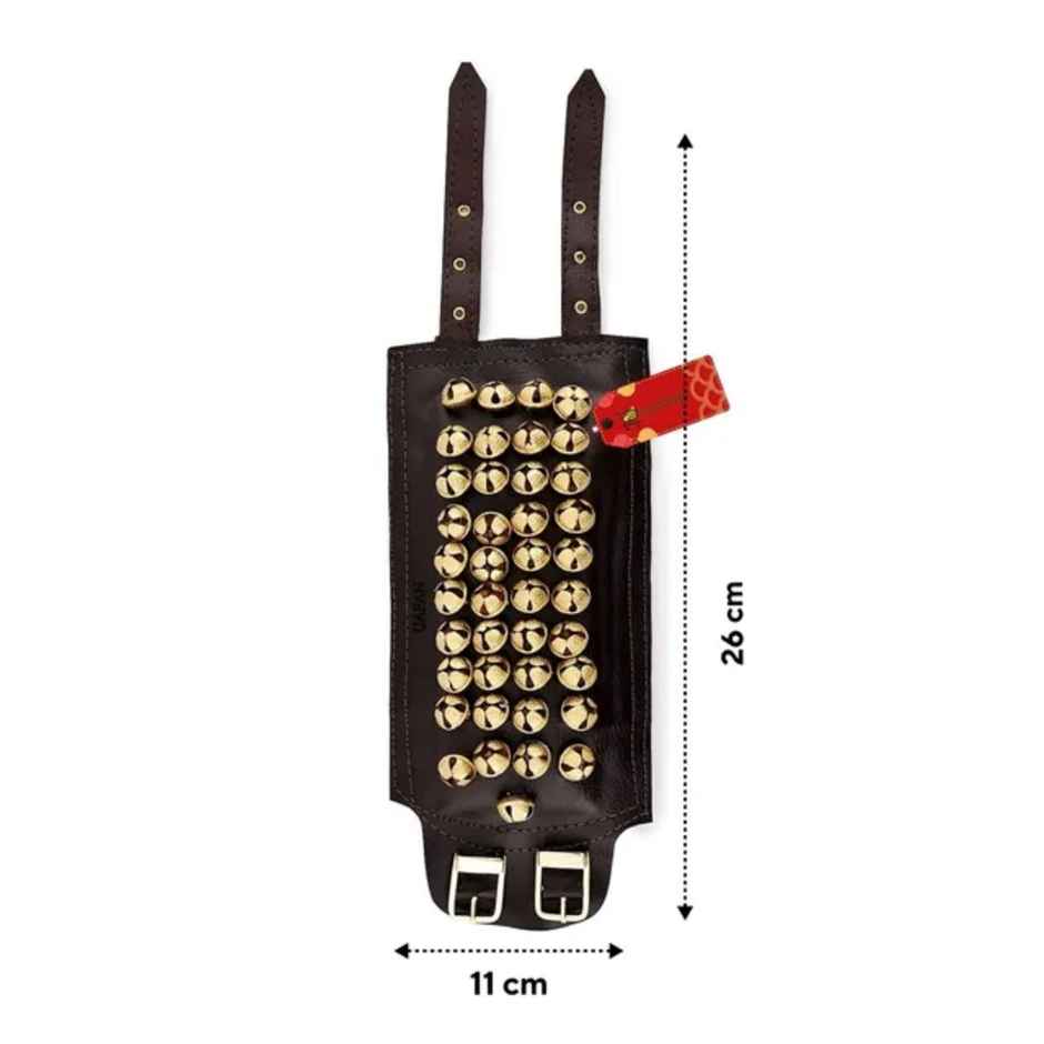 Uapan Brass Ghungroo Leather Pad With Strip 4 Line Pair, 40+41