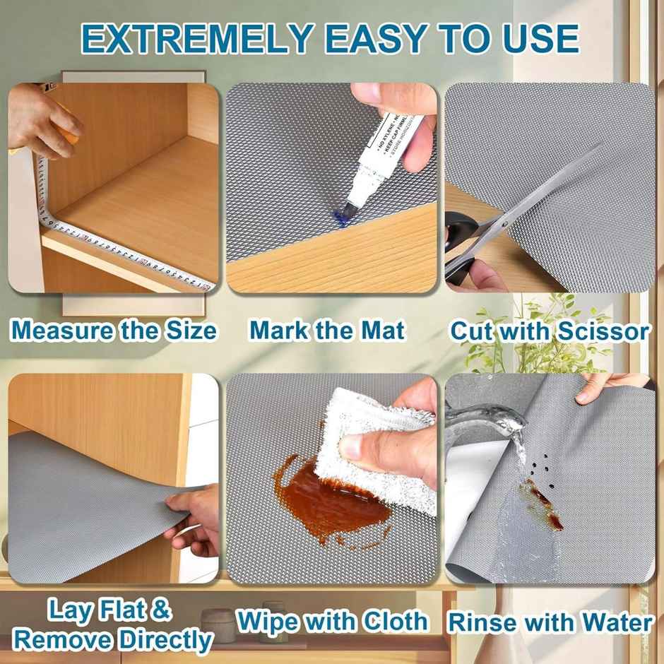 Kuber Industries Diamond Textured Anti Slip Shelf Mat Liner Roll For Kitchen | Drawer (Grey)