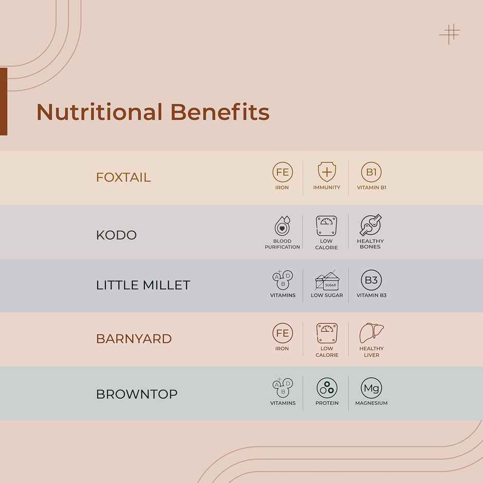 The Millet Company Millet Combo Pack Of 5 | Foxtail Kodo Barnyard Browntop And Little Millet