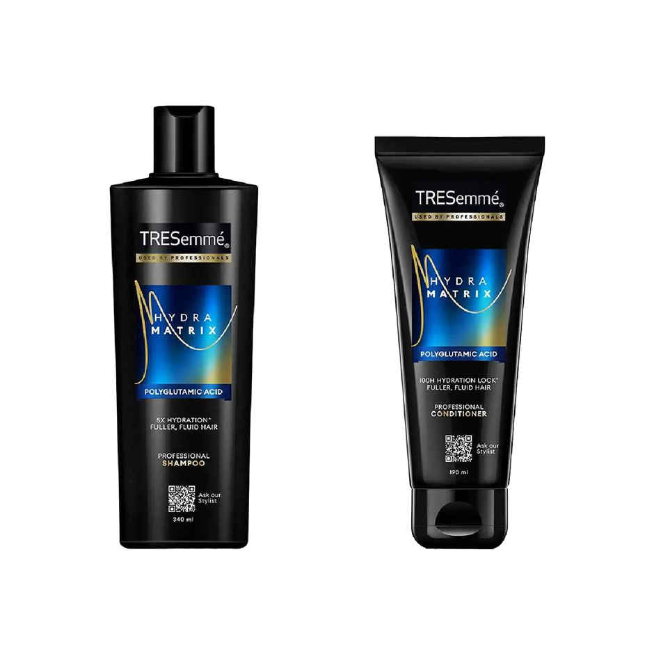 Tresemme Hydra Matrix Shampoo | Polyglutamic Acid For 100H Of Hydrated, Fluid Hair | Paraben Free (340ml) & Tresemme Hydra Matrix Conditioner | Polyglutamic Acid For 100H Of Hydrated, Fluid Hair|Paraben Free (190ml) Combo 