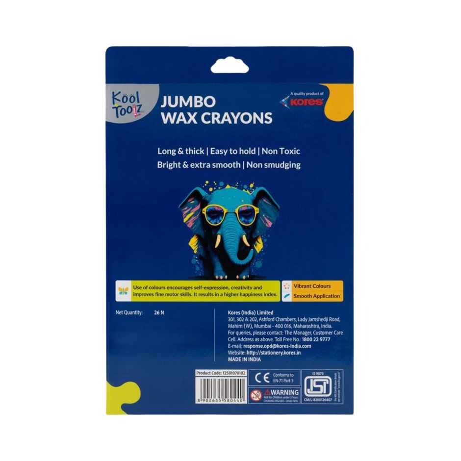 Kores 24+2 Jumbo Shades Wax Crayons | Smooth Coloring