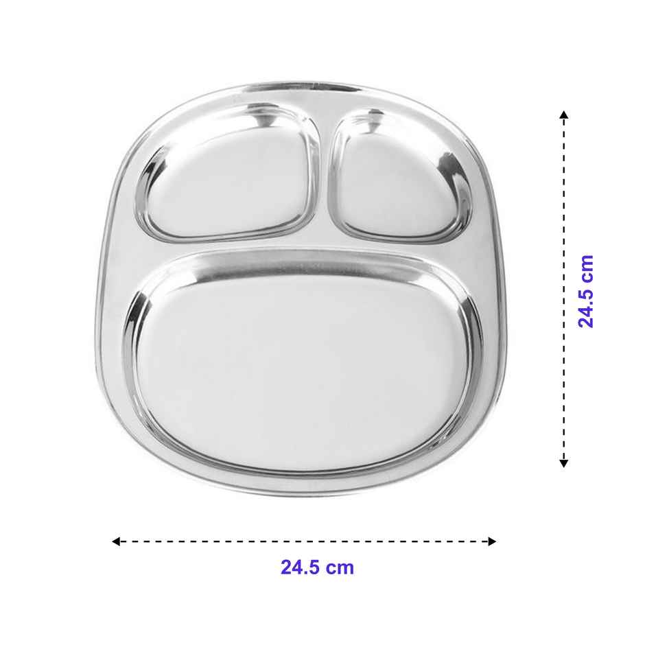 BAY6 Steel Idly - Pav Bhaji Plate 24.5 Cm | 2 Piece