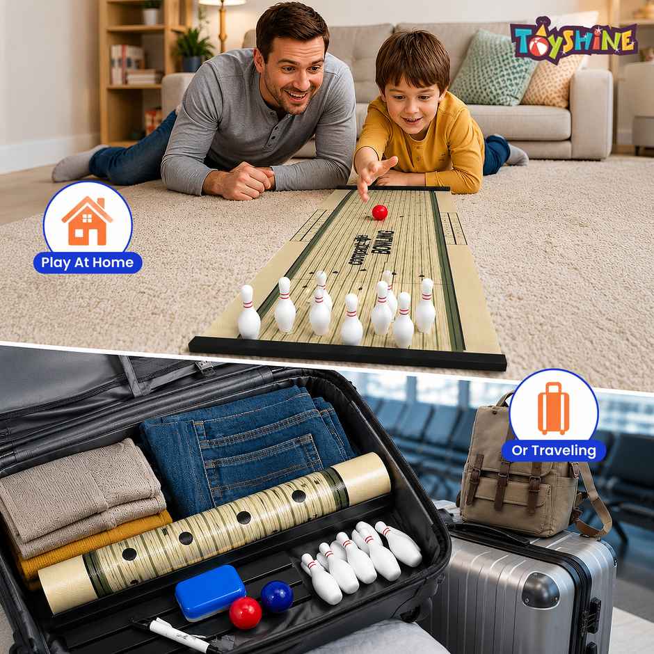 Toyshine Compact Bowling Game | Indoor Tabletop Game for Kids & Adults